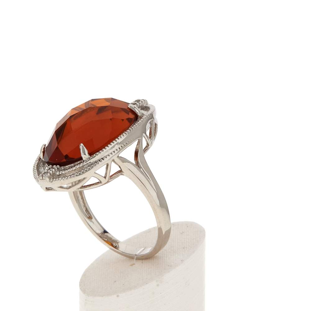 Bague argent 925 pierre synthétique orange zirconias - vue 4