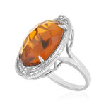 Bague argent 925 pierre synthétique orange zirconias - vue D1