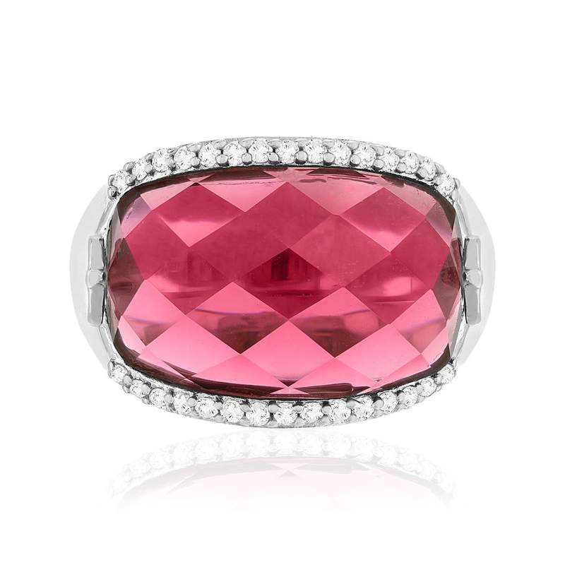 Ring silver 925 synthetic stone pink zirconias - view 3