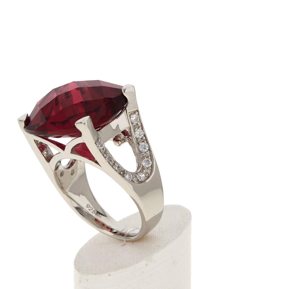 Bague argent 925 pierre synthétique zirconias - vue 4