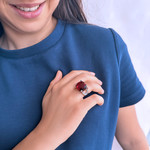 Bague argent 925 pierre synthétique zirconias - vue porté 1