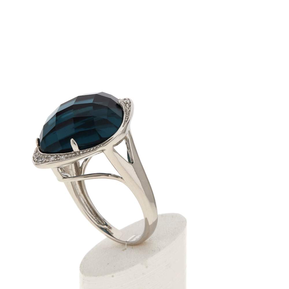 Bague argent 925 pierre synthétique zirconias - vue 4