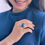 Bague argent 925 pierre synthétique zirconias - vue porté 1