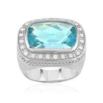 Bague argent 925 pierre synthétique bleue zirconias - vue 1