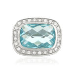 Bague argent 925 pierre synthétique bleue zirconias - vue 3
