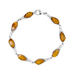 Bracelet argent 925 ambre taille poire 17,5 cm - vue 1