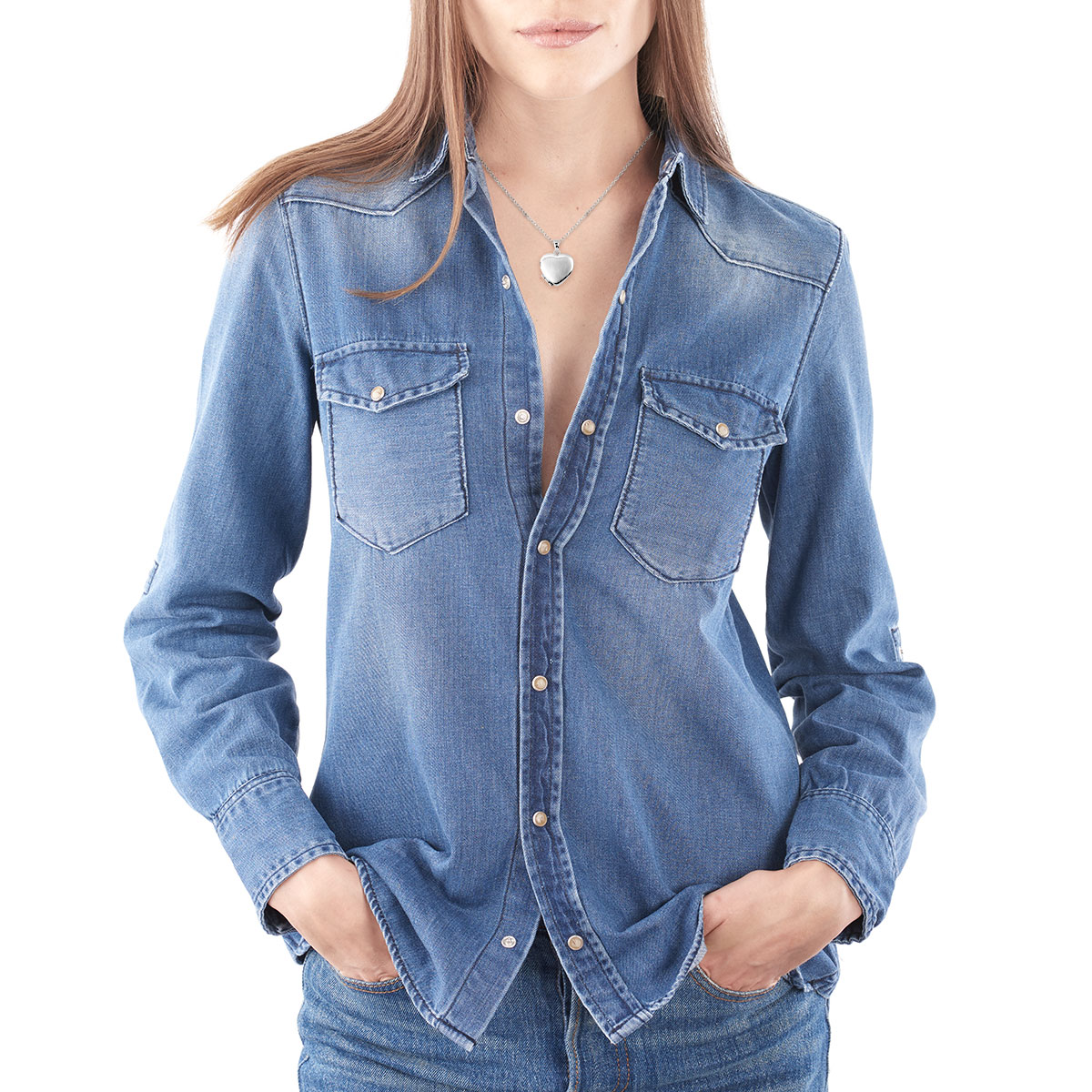 Pendentif argent 925 coeur porte-photo - vue Vporté 1