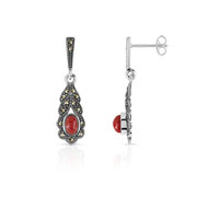 Boucles d'oreilles argent 925 marcassite pierre imitation
