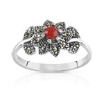 Bague argent 925 marcassites pierre imitation - vue 1