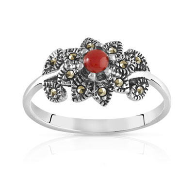 Bague argent 925 marcassites pierre imitation