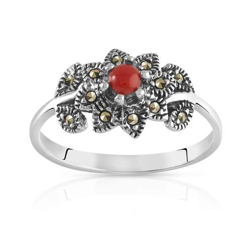 Bague argent 925 marcassites pierre imitation