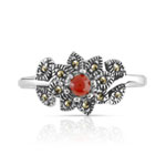 Bague argent 925 marcassites pierre imitation - vue 3