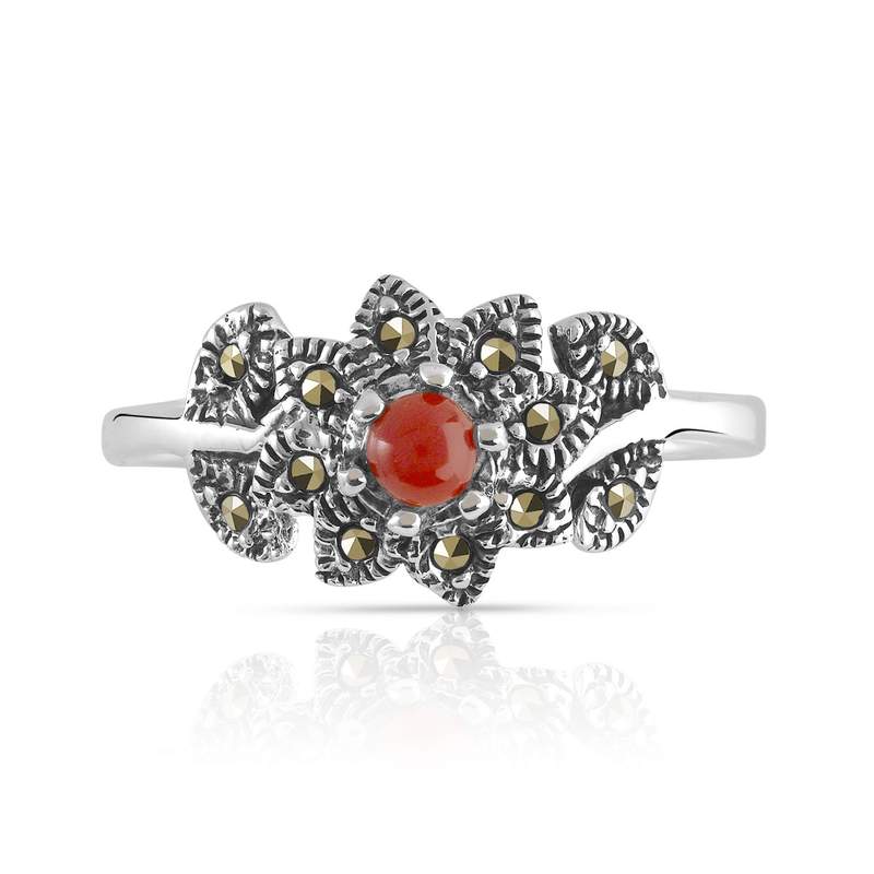 Bague argent 925 marcassites pierre imitation - vue 3