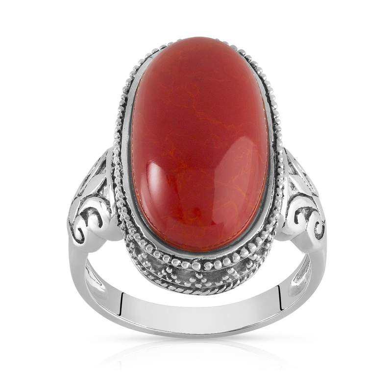 Bague argent 925 corail gorgone - vue 1