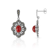 Boucles d'oreilles argent 925 marcassite pierre imitation