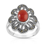 Bague argent 925 marcassites pierre imitation - vue 1