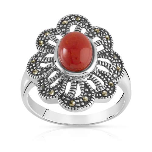 Bague argent 925 marcassites pierre imitation