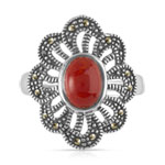 Bague argent 925 marcassites pierre imitation - vue 3