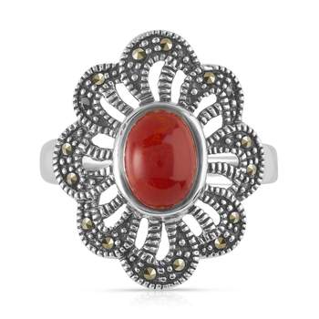 925 silver ring marcasite imitation stone
