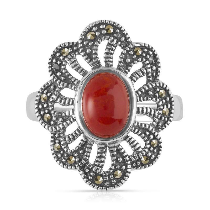 Bague argent 925 marcassites pierre imitation - vue 3