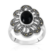 Bague argent 925 marcassites onyx