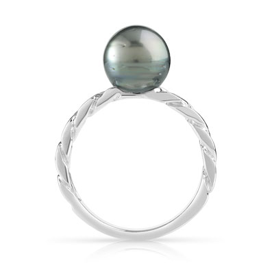 Bague argent 925 perle de culture de tahiti - vue V2