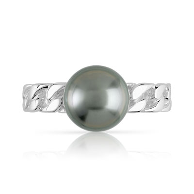 Bague argent 925 perle de culture de tahiti - vue V3