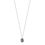 Collier argent 925 perle de culture de Tahiti et zirconias 45 cm - vue 1