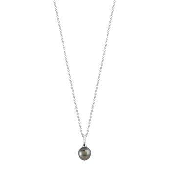 Collier argent 925 perle de culture de Tahiti et zirconias 45 cm
