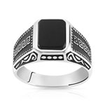 Bague argent 925 onyx imitation rectangulaire - vue 1