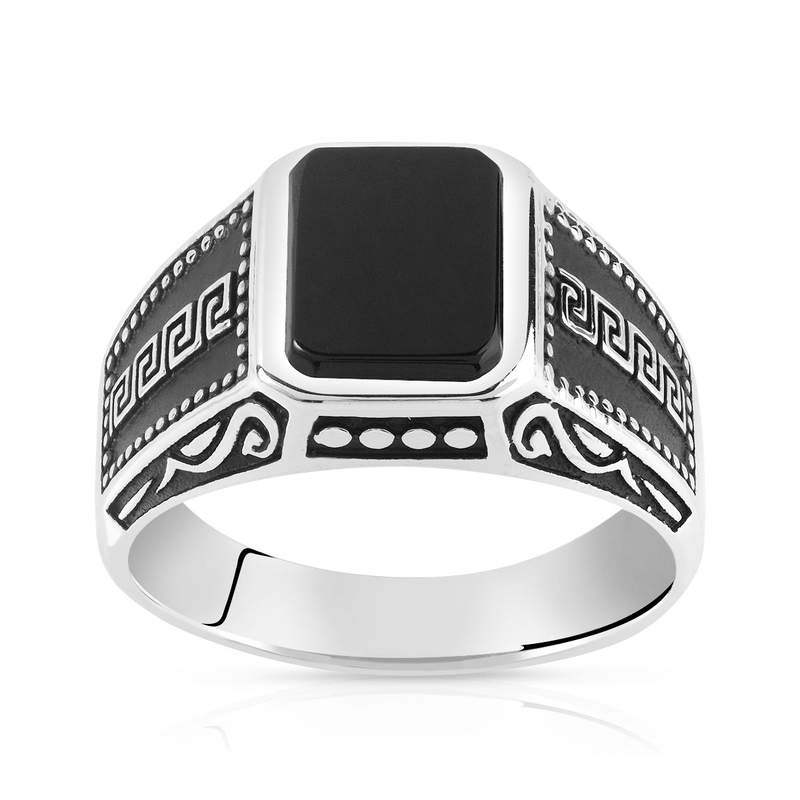 Bague argent 925 onyx imitation rectangulaire - vue 1