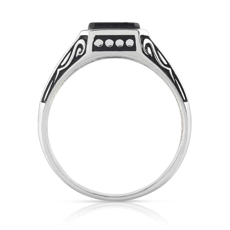 Bague argent 925 onyx imitation rectangulaire - vue 2