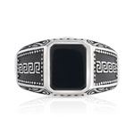 Bague argent 925 onyx imitation rectangulaire - vue 3