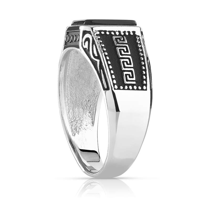 Bague argent 925 onyx imitation rectangulaire - vue D1