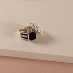 Bague argent 925 onyx imitation rectangulaire - vue D3