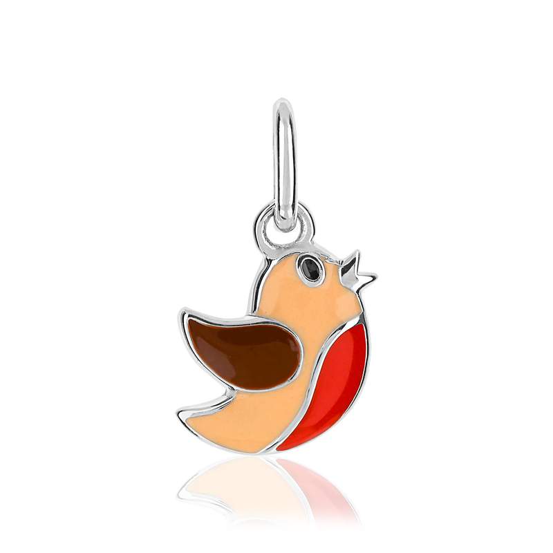 Pendentif argent 925 laque oiseau - vue 1
