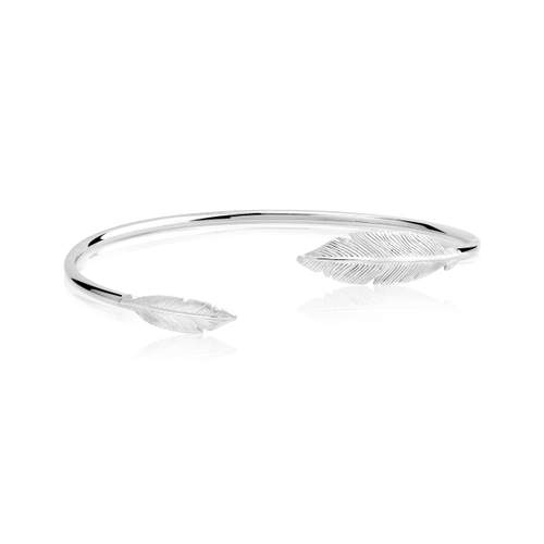 Bracelet jonc argent 925 plumes