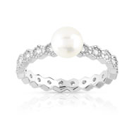 Bague argent 925 zirconia perle de culture