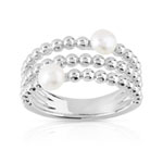 Bague argent 925 perles culture - vue 1