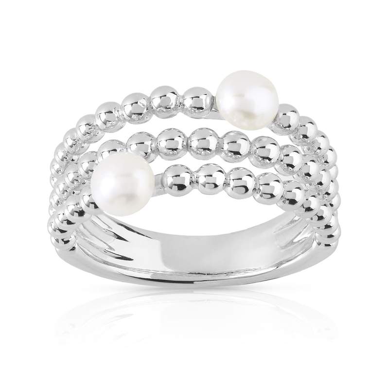 Bague argent 925 perles culture - vue 1