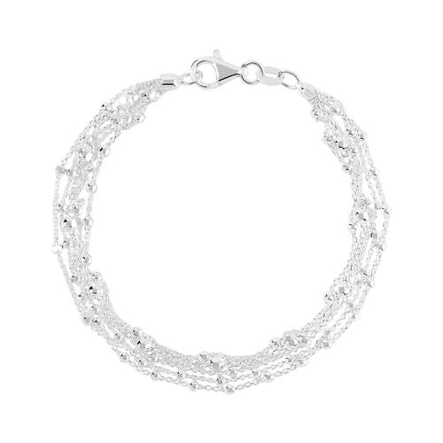 Bracelet argent 925 multi-chaînes perlées 19 cm