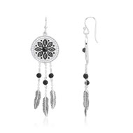 Boucles d'oreilles argent 925 onyx zirconia pierre imitation