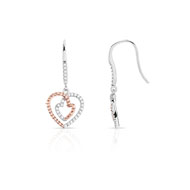 Boucles d'oreilles argent 925, 2 tons zirconia