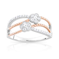 Bague argent 925, 2 tons zirconia