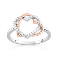 Bague argent 925, 2 tons zirconia