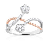 Bague argent 925, 2 tons zirconia