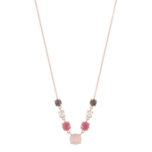 925 rose gold-plated silver necklace with imitation stones
