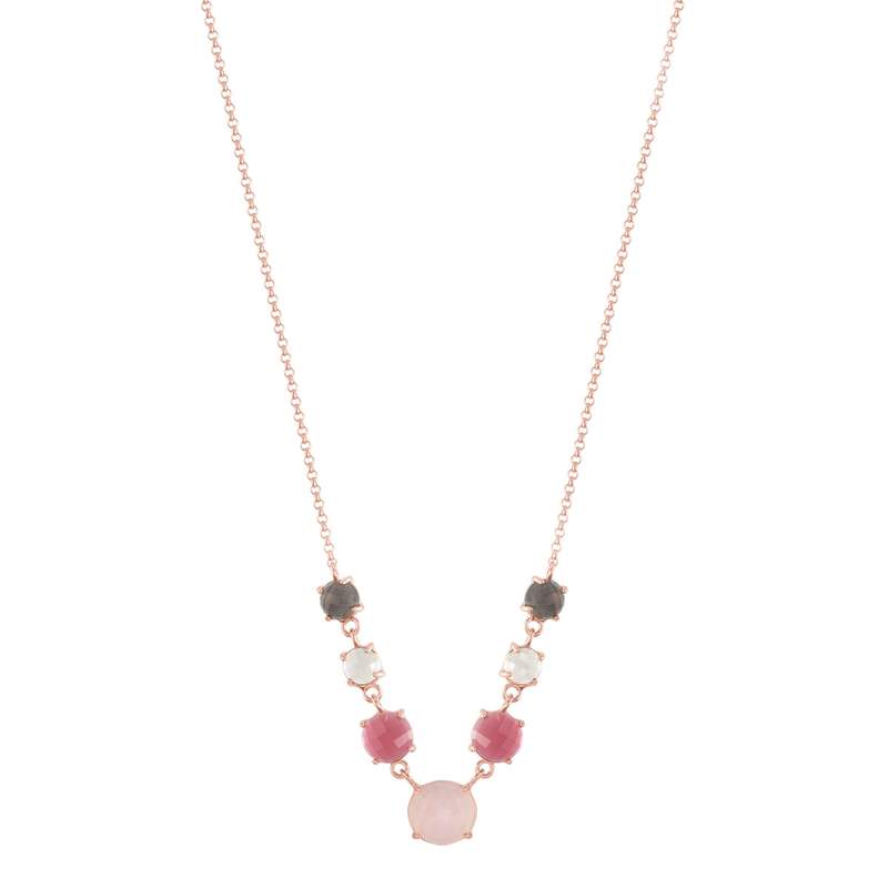 Collier argent 925 rosé pierres imitation - vue 1