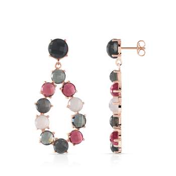 925 rose gold-plated silver earrings with imitation stones