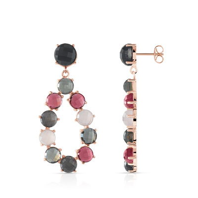 Boucles d'oreilles argent 925 rosé pierres imitati - vue 1